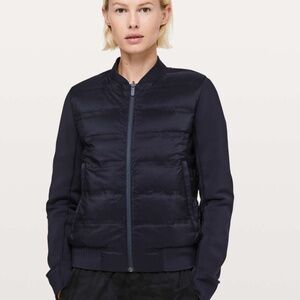 LULULEMON Women's 2 Down & Around Bomber Reversible Jacket Navy 800 Fill Down